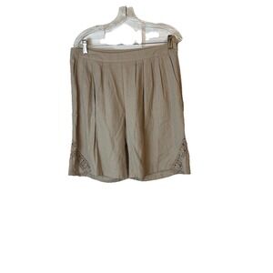 Valerie Steven's Women's Shorts Sz 8 Linen Blend Taupe With Crochet‎ Accents